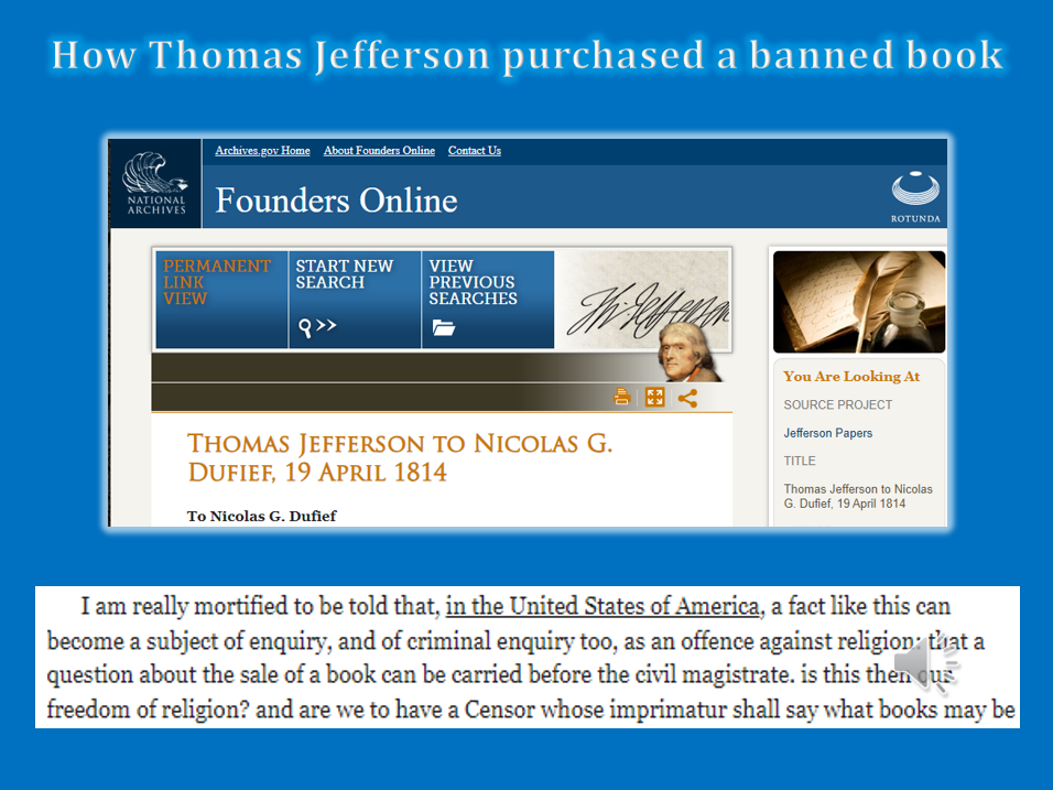 Would Thomas Jefferson support ban books?